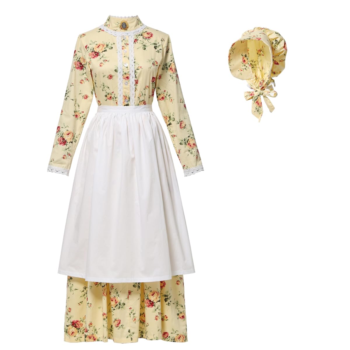 GRACEART Pioneer Woman Costume Colonial Prairie Dress for Women 100% Cotton