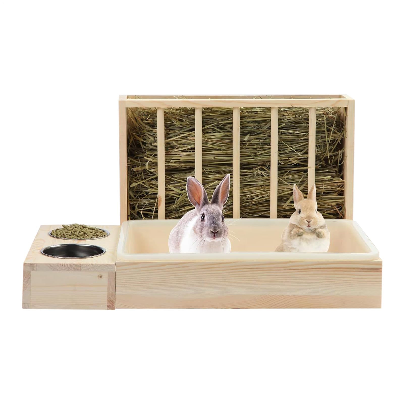 Mangiatoia Per Fieno Per Acqua In Legno Per Piccoli Animali | Alimentatore Per Criceti E Dispenser Di Cibo Per Conigli Per Animali Domestici Come Pollo Furetto Riccio Per Casa Viaggio