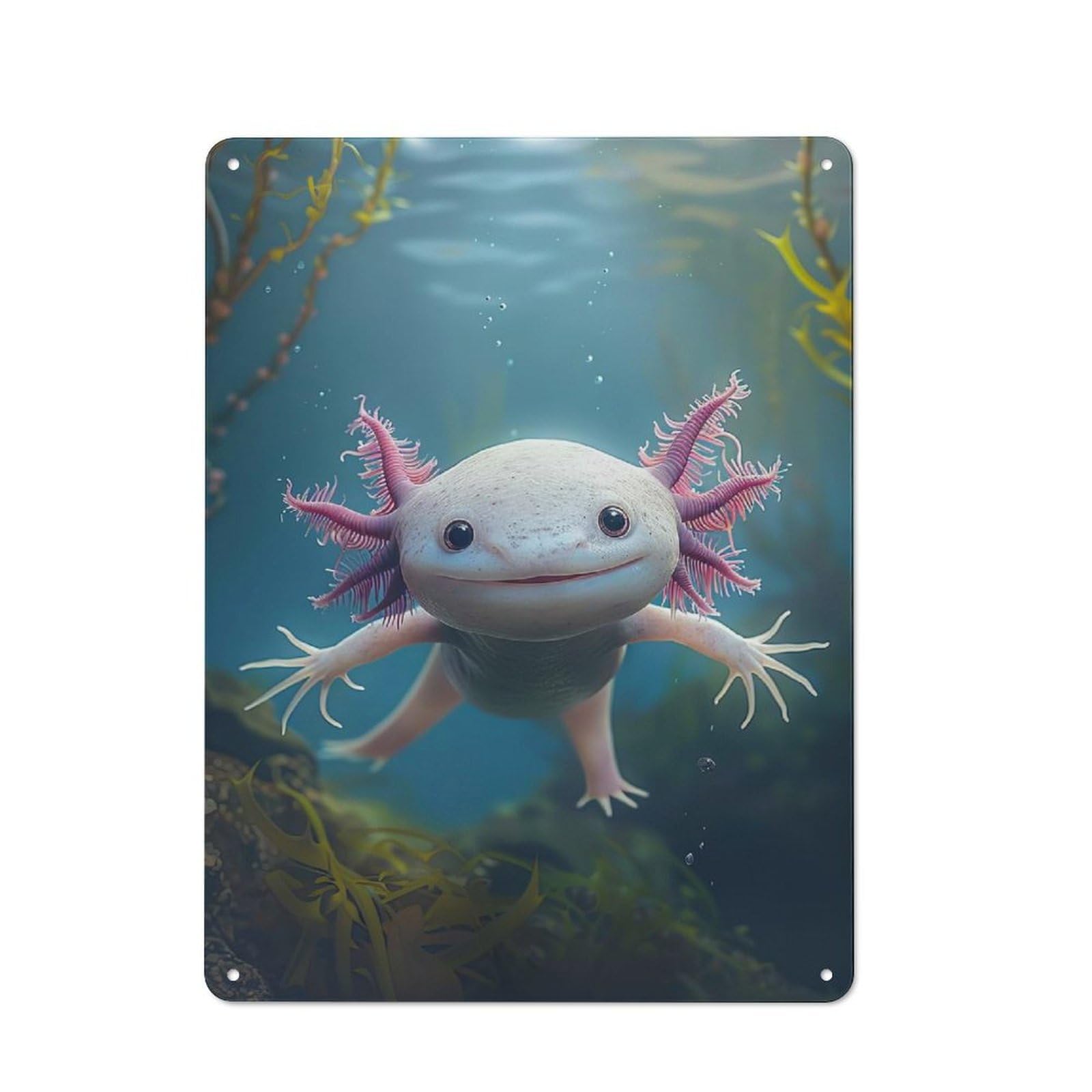 Axolotl Rustic Metal Sign 40x30cm for Workshop Wall, for Collectors of Rustic Metal Wall Decor
