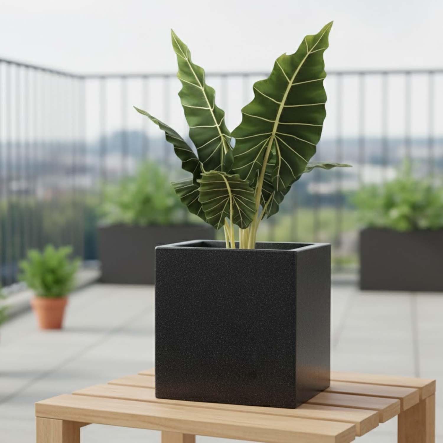 Go Hooked 12 Inch Cube Planter - Durable Outdoor Flower Pot -12