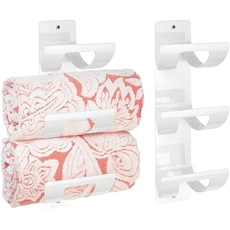 mDesign Juego de 2 toalleros de baño para montar en la pared – Estante toallero con tres compartimentos – Elegante toallero de pared para toallas de ...