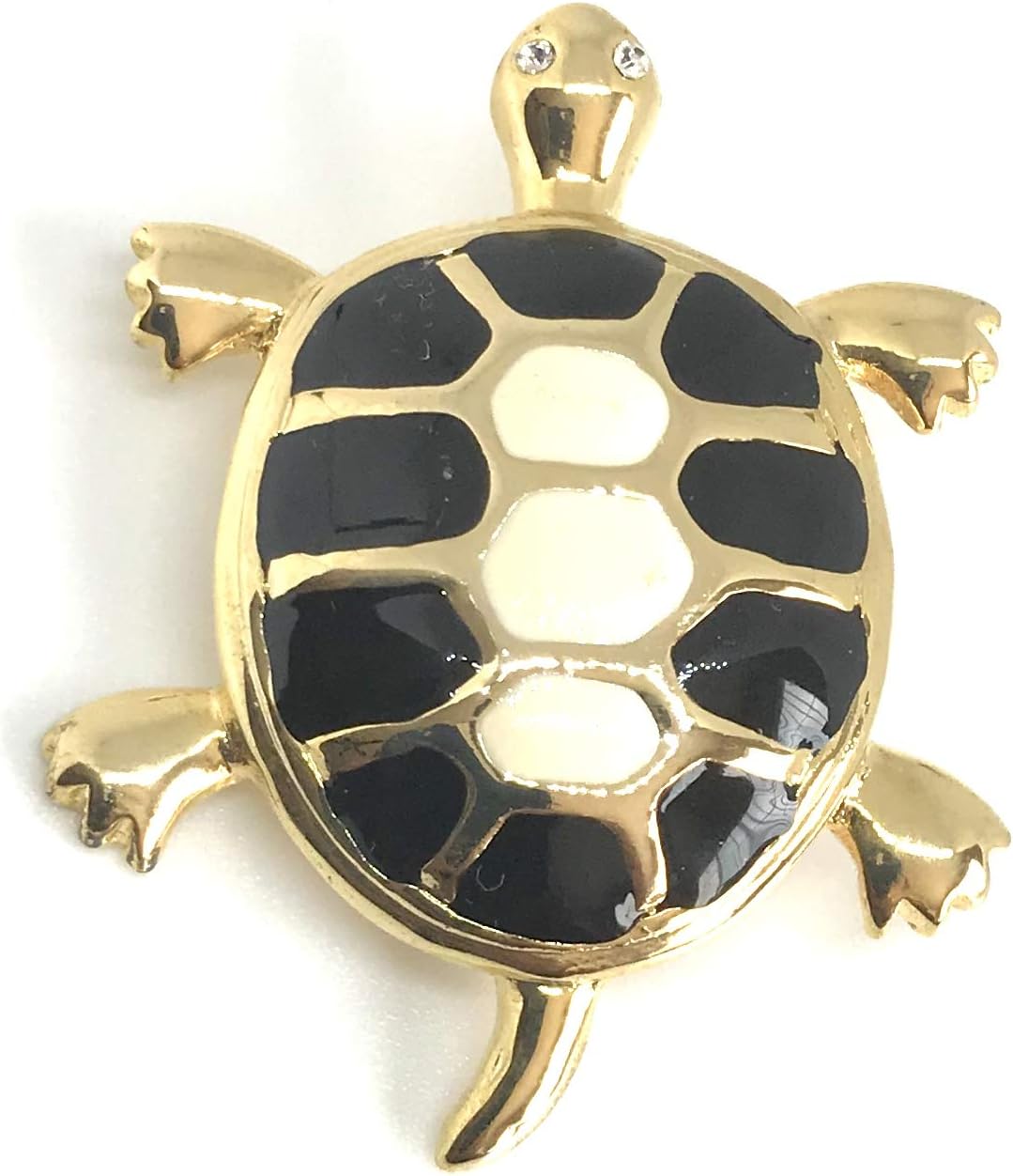 Fashion Brooch: Enamel Turtle with Crystal Eyes