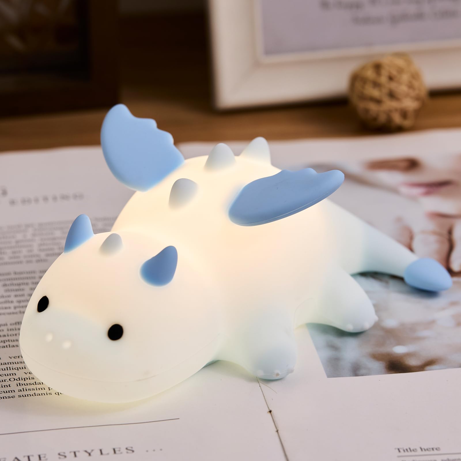 Niedliches Dinosaurier-Nachtlicht für Kinder, niedliche weiche Silikonlampe, 3 Stufen, dimmbar, wechselnd, wiederaufladbar, zum Stillen, Kinderzimmer, tragbare Kawaii-Lampen, Nachttischlampe