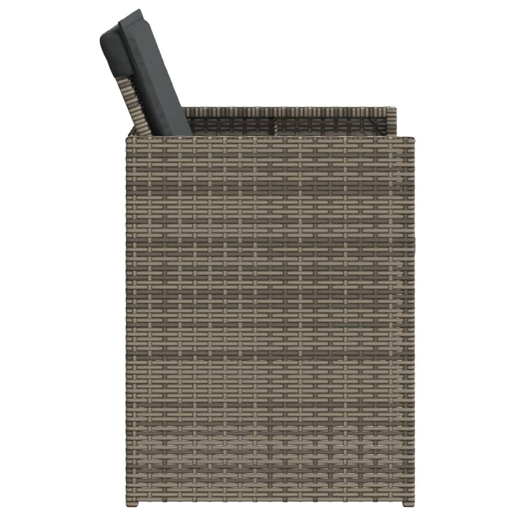 Juego de 4 sillas de jardín con cojín de ratán gris, respaldo plegable y funda extraíble para una fácil limpieza, acolchado cómodo y marco de acero resistente