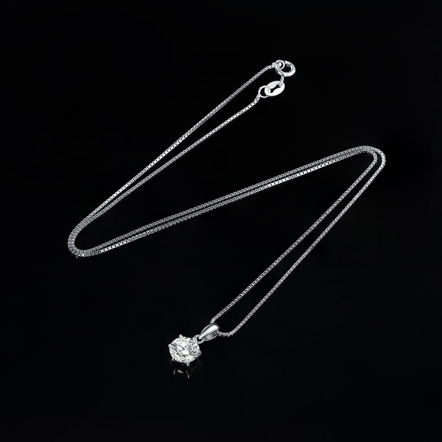 JewelryPalace Round 1ct 2ct 3ct Cubic Zirconia Solitaire Pendant Necklace for Women, 925 Sterling Silver 14k White Gold Plated Necklaces for Her, Classic Simulated Diamond Jewelry Set, 18 Inches chain - Image 5