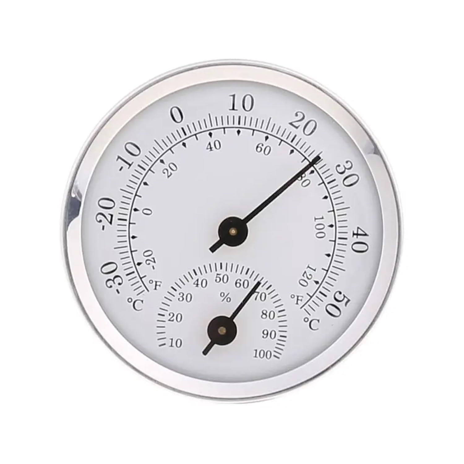 Thermometer with Aluminum for Shell Portable Hygrometer Wall Mounted Temperature Humidity Meter Gauge -30~50℃ 58mm