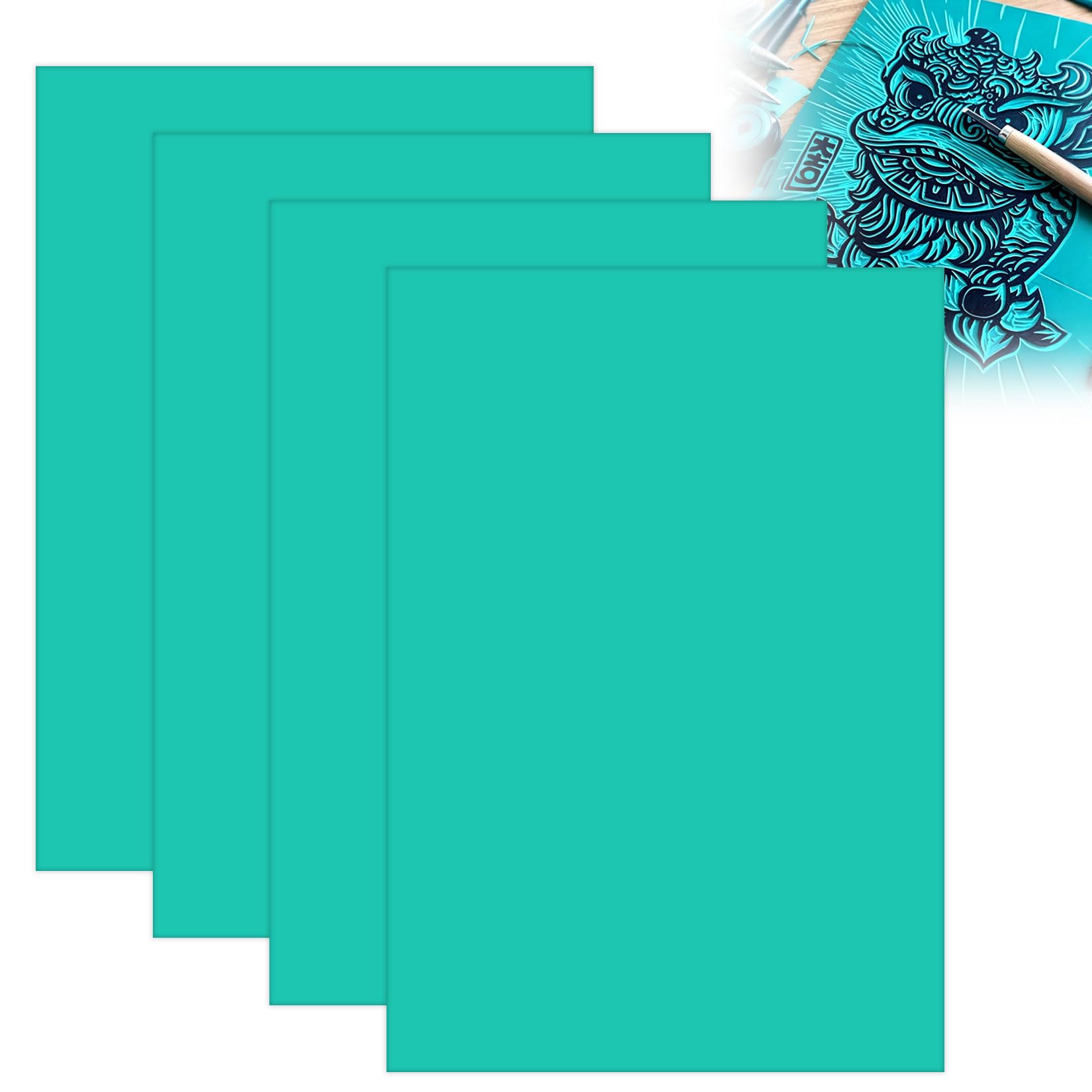 XUIIOSOOKP 4 Pcs Lino Printing Linoleum Sheets 11.6 x 8.27 x 0.118 in
