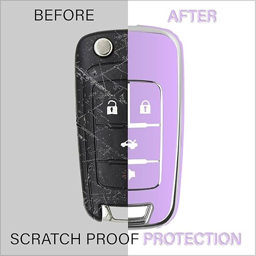 Miniatura 2 de QBUC Funda para llavero Chevy con llavero cromado TPU suave compatible con Chevrolet Chevy Equinox Malibu Impala Cruze Sonic 2010-2019