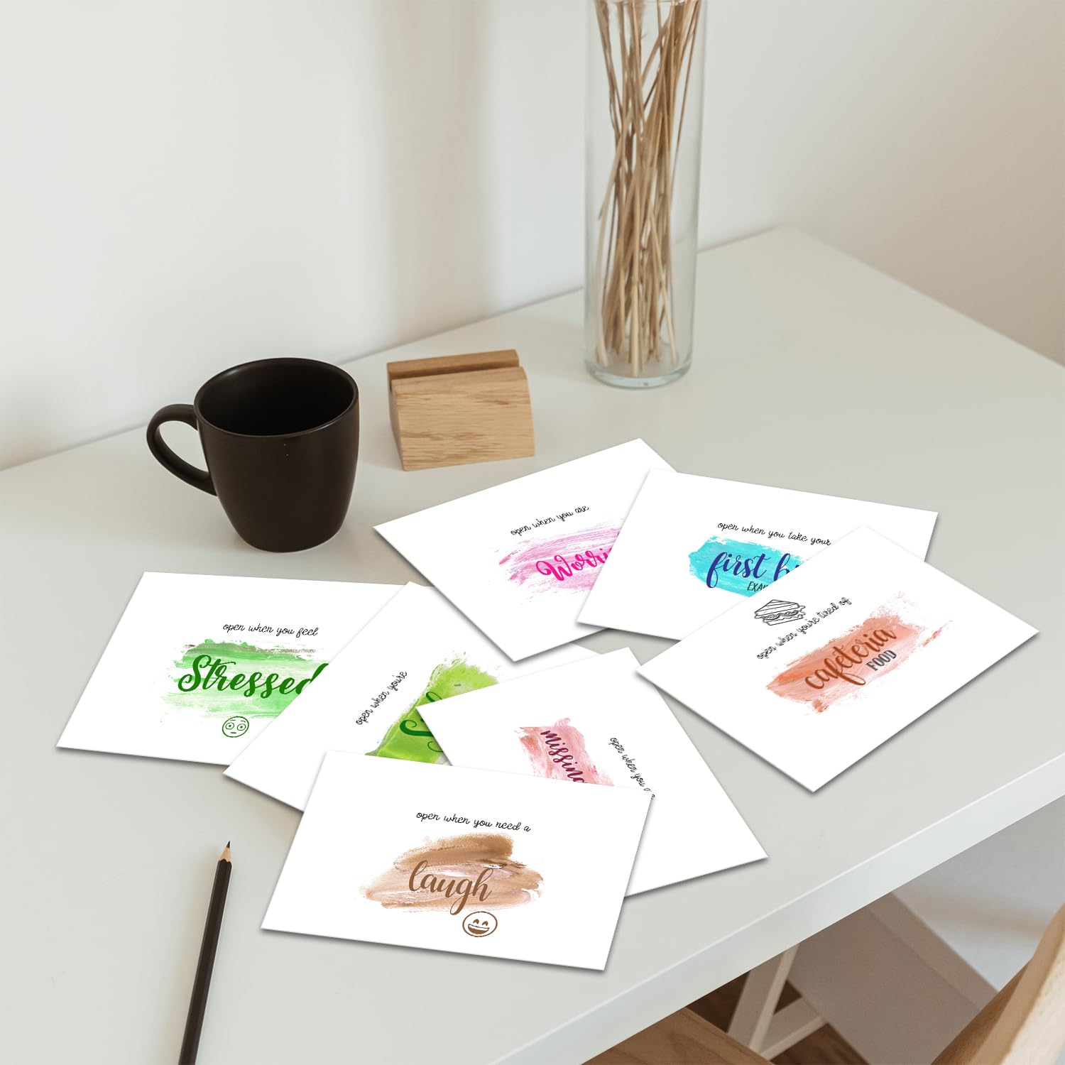 Sobres abiertos (juego de 12) – Ir a la universidad, regalos de universidad, salir de casa, regalo para hija, hijo, amigo, regalo universitario, diseño de color abierto cuando sobres -02