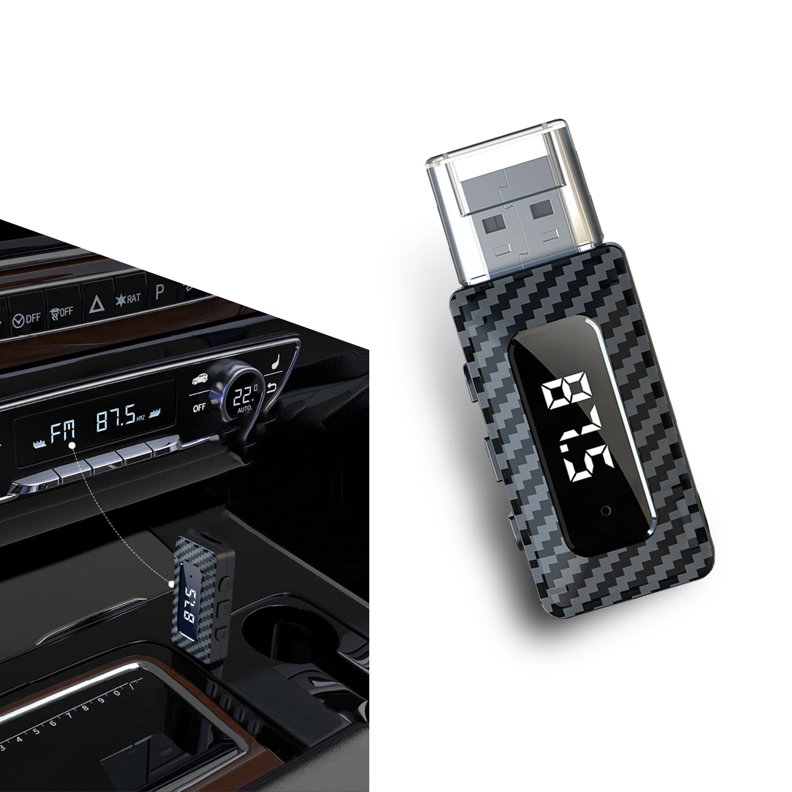 USB Bluetooth Empfänger für Auto, Bluetooth 5.3 Wireless Audio Adapter, USB Netzteil 3.5mm Aux Jack Adapter, FM + AUX Transmitting Signal Receiver, für Auto Stereo Sound Home Stereo PC (Schwarz