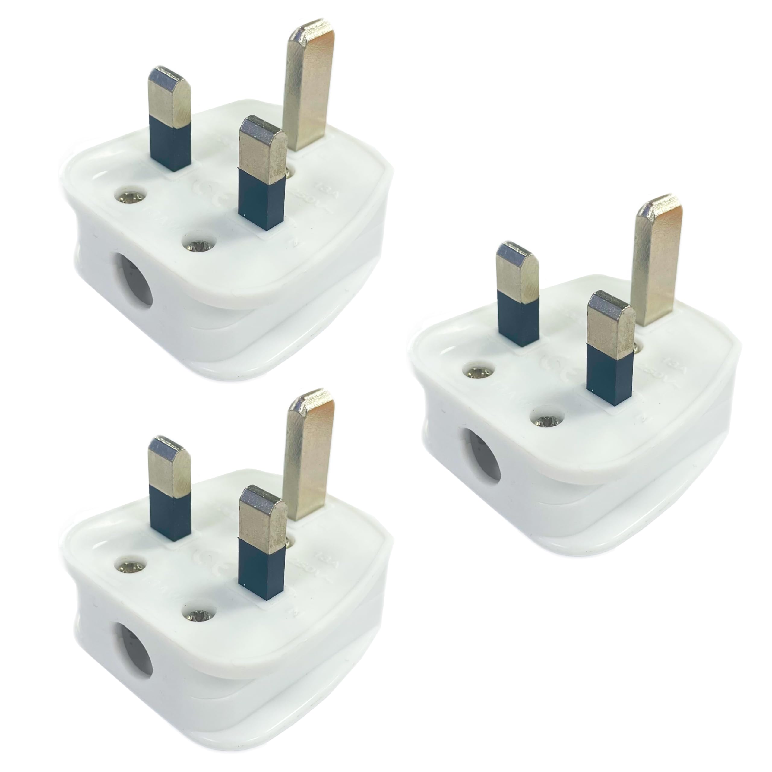 Status 13 A 3-Pin Plug - White (Pack of 3)