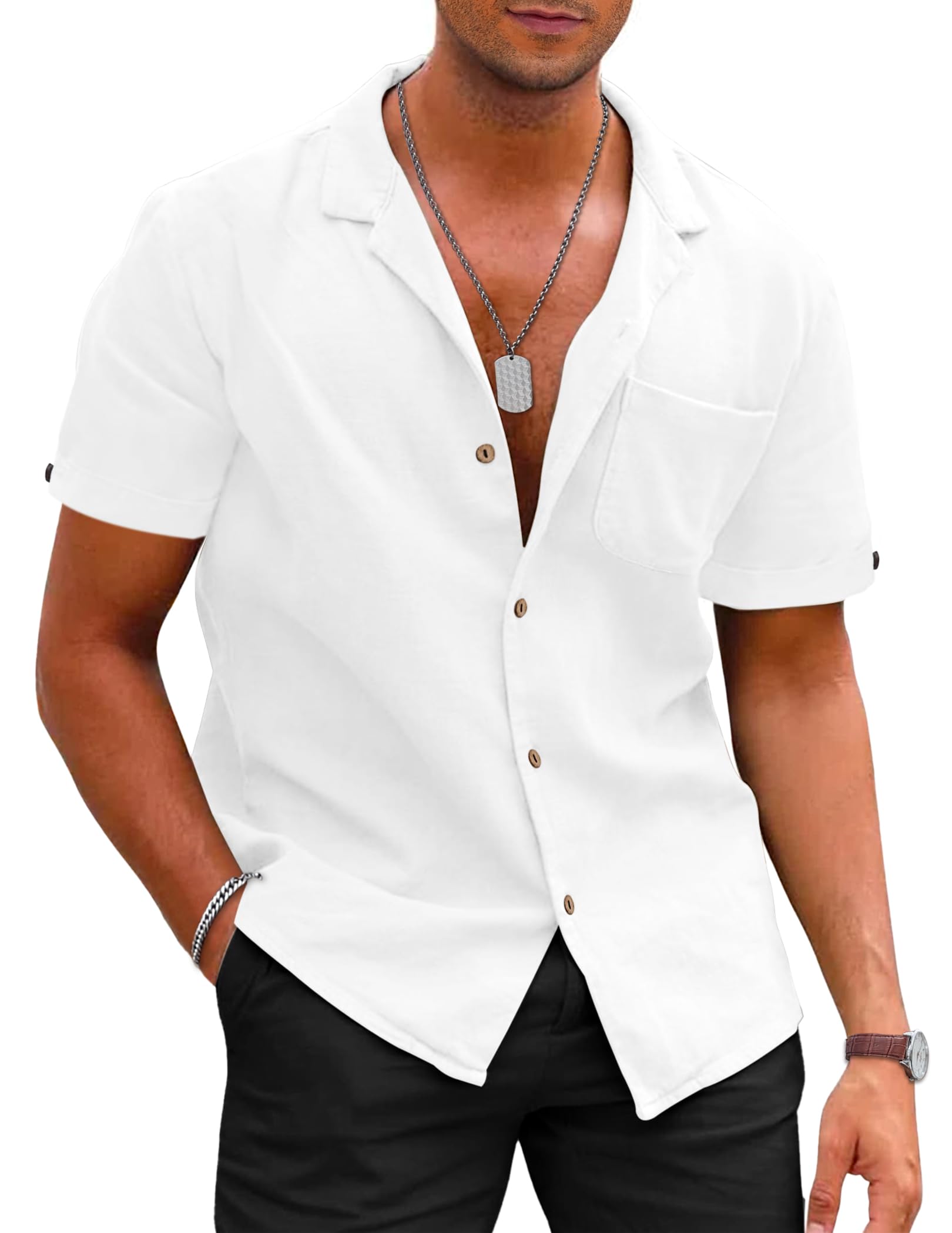TARAINYA Camisas Hombre Manga Corta con Bolsillo Verano Casual Camisas Hawaianas Hombre Regular Fit
