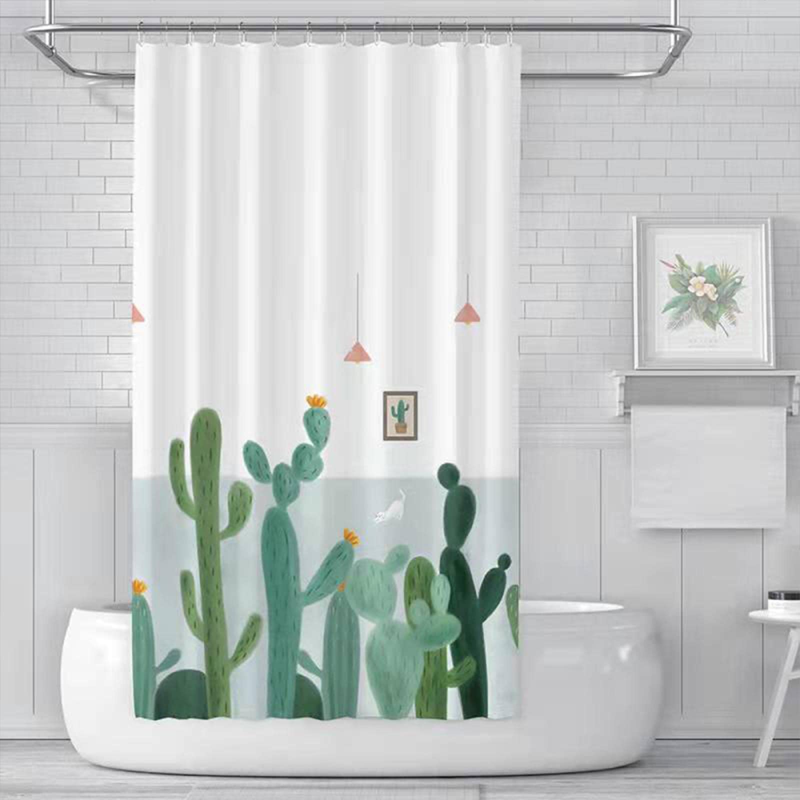 Rideau de salle de bain tropical cactus noir pour ambiance nature zen