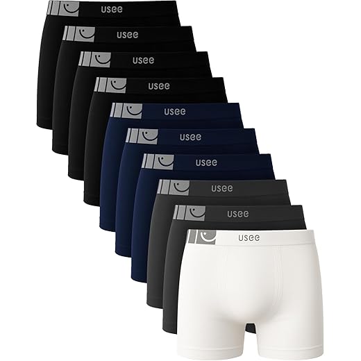 Usee Brasil Kit com 10 Cuecas Boxer Masculina Microfibra Premium – Confortável, Sem Costura, Respirável, Secagem Rápida, Alta Elasticidade, Modelagem Anatômica, Não Enrola, Ideal para Dia a Dia