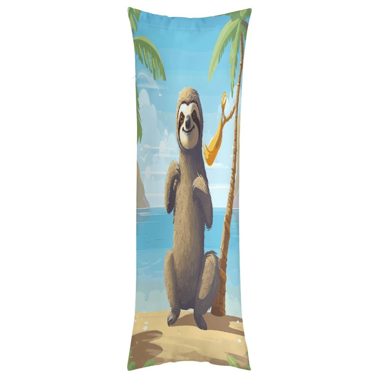 LDGSUPH Sloth on Beach Pillow Cases Soft Pillowcase with Invisible Zipper Wrinkle Resistant Pillow Covers Breathable Removable Pillow Protector for Bed Sofa Car 20"x54"