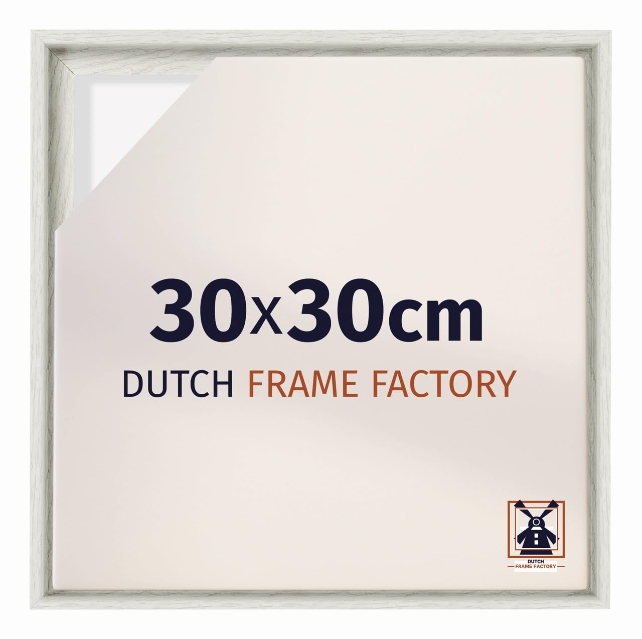 Dutch Frame Factory - Schattenfugenrahmen 30x30 - White Wash - Rahmen für Leinwand Bilder auf Keilrahmen - MDF - Lausanne