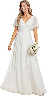 Ever-Pretty Elegantes Vestidos de Noche Vestidos de Novia Extra Largos Vestidos de Invitada de Mujer Cuello en V de Gasa d...