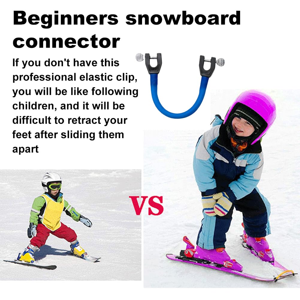 1 connettore per punte da sci per bambini, 2 fasce da sci, fasce di fissaggio per sci, accessori per sci e snowboard, per bambini