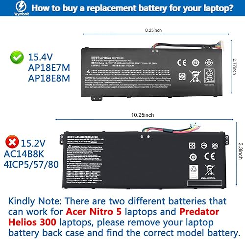 Miniatura 2 de AP18E7M AP18E8M - Batería para Acer Nitro 5 AN515-54 AN517-51 AN515-55 AN515-44 AN515-43, Nitro 7 AN715-51, Predator Helios 300 PH315-52 PH317-52