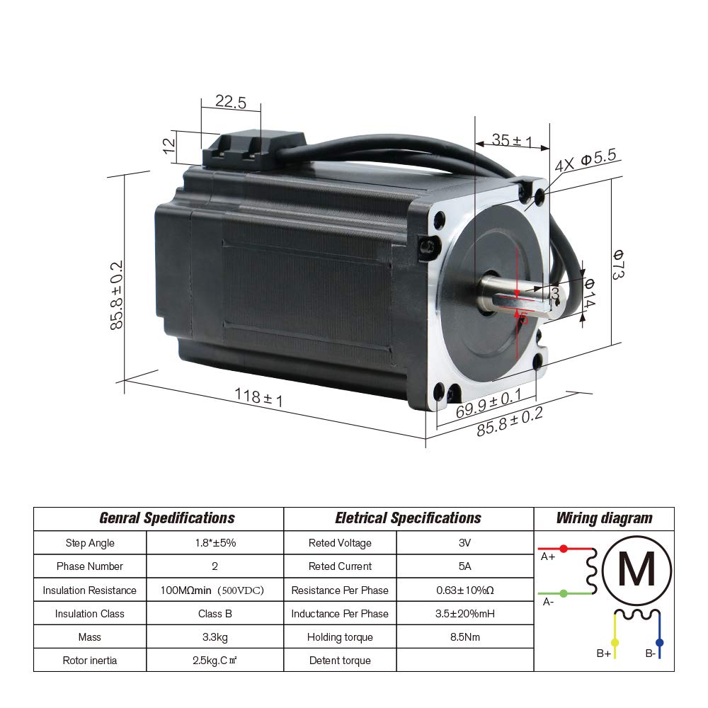 8.5N Set 3 Kit CNC NEMA34 Motor mit geschlossenem Regelkreis 86HSE 6A Hybrid Nema 34 HBS86 & 400W DC Netzteil +4 Achse MACH3 USB-Controller-Karte+RS232