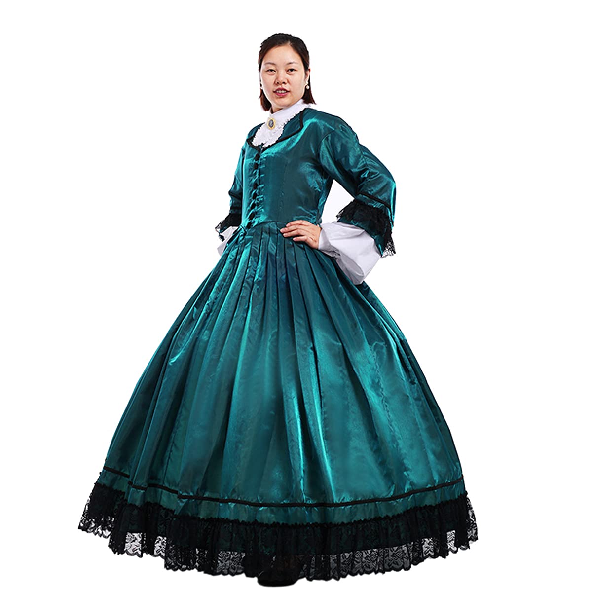 COSDREAMER Womens Renaissance Dress Victorian Edwardian costume Gothic Dress (Navy blue, L) - Image 4
