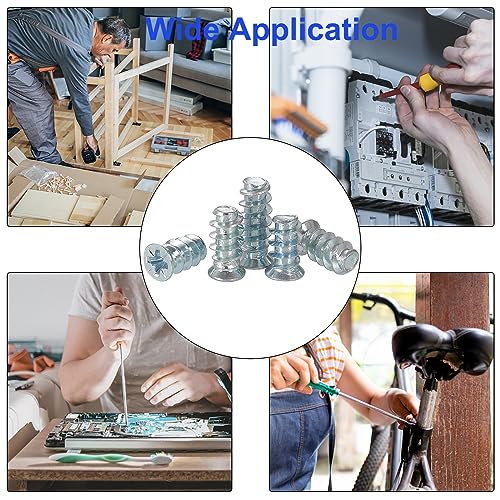 FandWay 250 Stück Euroschrauben 6,3x11.5mm,6,3x13mm,6,3x16mm Senkkopf mit Kreuzschlitz Schrauben,Spezialschraube Vollgewinde Bohrung,Stahl Verzinkt Möbelschrauben für Küchenschränke und Scharniere.