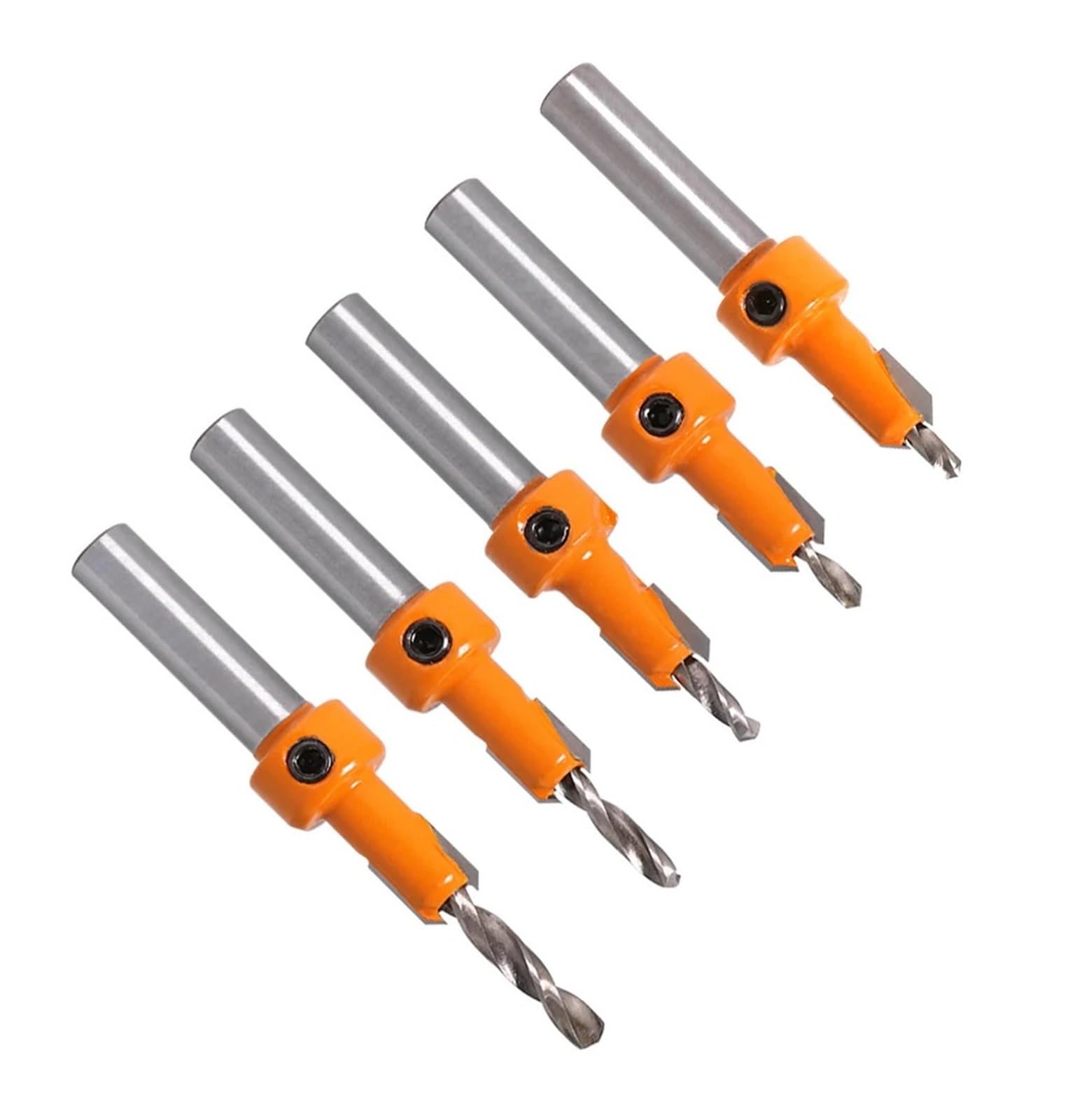 Un set di trapano a foro svasato for lavorazione del legno con vite su testa in lega, trapano a gradini, strumento di installazione for fori for viti autofilettanti in legno(5PCS 8MM)
