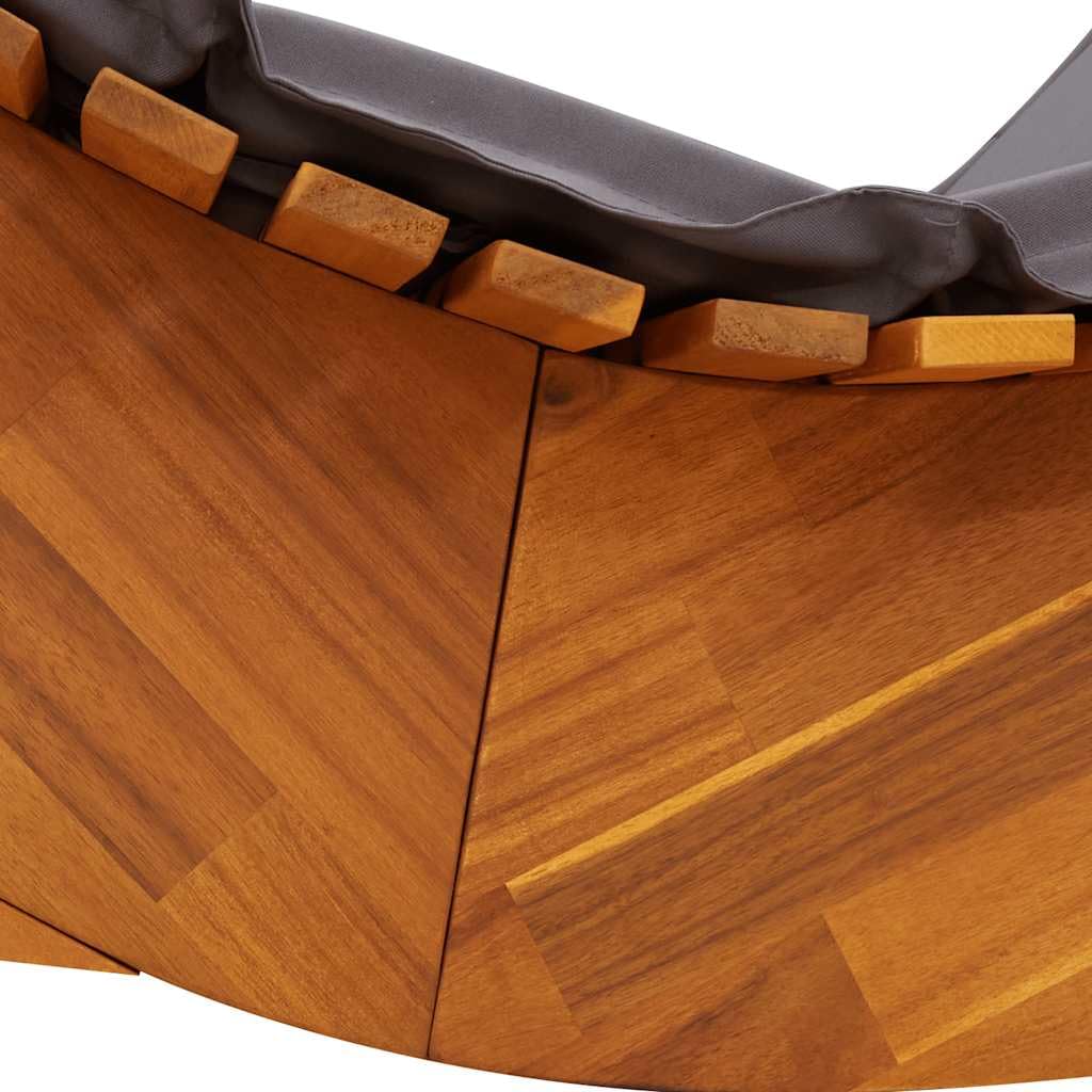 Leżak z litego drewna akacjowego z ciemnoszarą poduszką do ogrodu i basenu, ergonomiczny i stabilny design z optymalną wentylacją