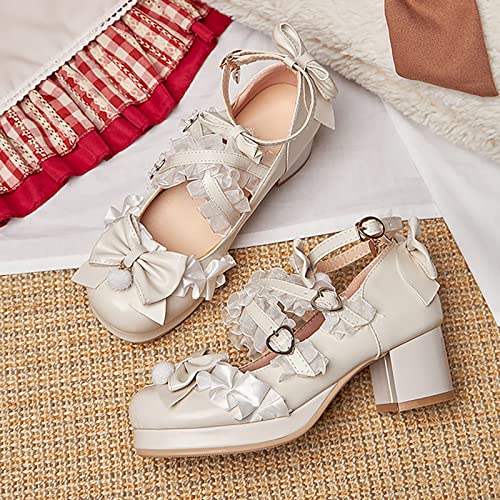 Kids Girls Gorgeous Princess Shoes 5cm Low Heel Thick Bottom Medieval Style Princess Lace Trim Dress Shoes2