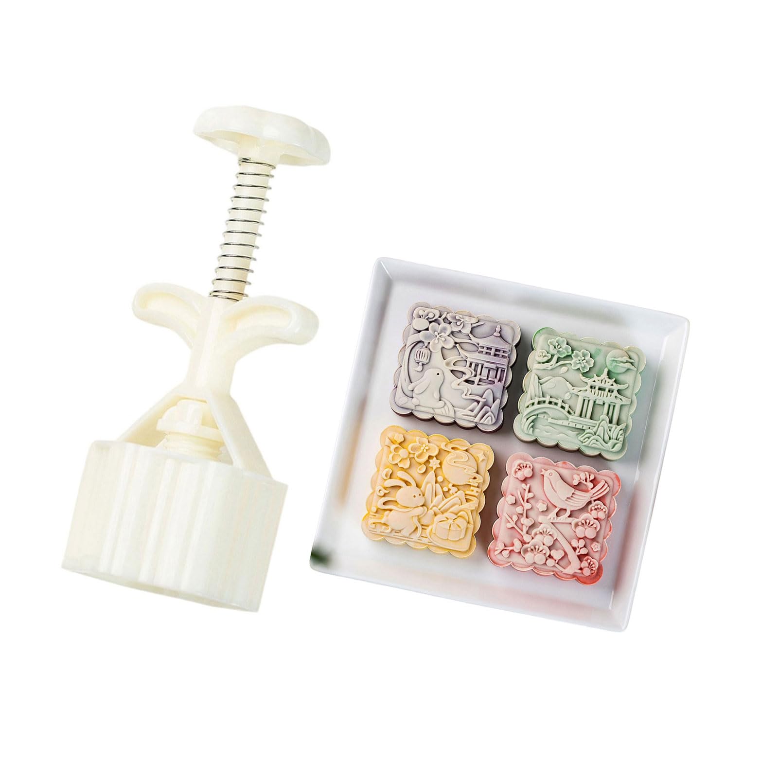 carotoe Professional Square Press ABS Mold 75g Cultural Carp Design Baking Tool Food Grade Cakes Stamps