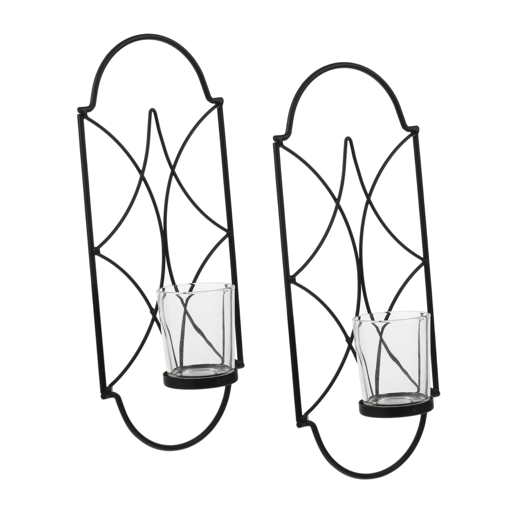 Didiseaon 2pcs Geometric Wall Hanging Candlestick Black Candlestick Holders Wall Sconce tealight Holder Wall Candle Wooden Candlestick Holders Black Metal Shelves Black Shelves for Wall Iron