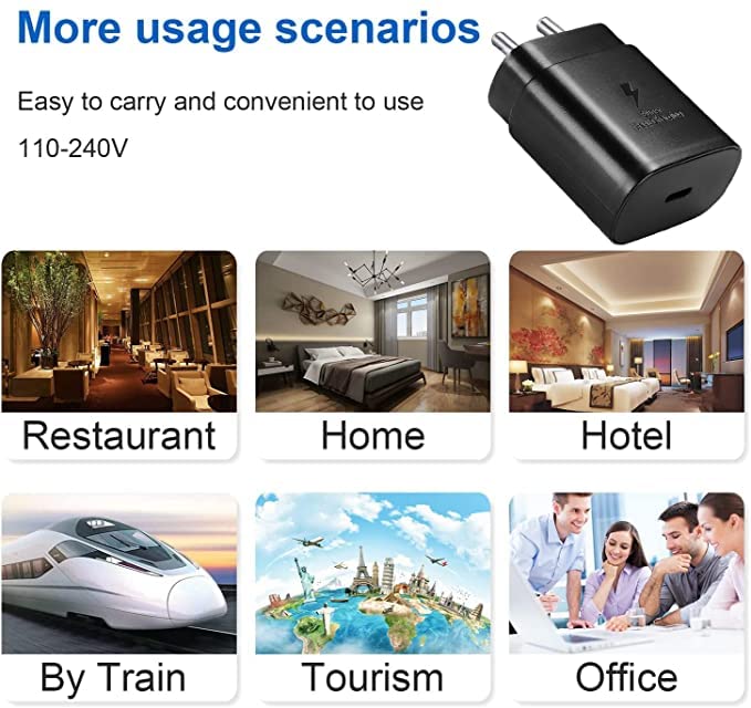 Image of Etguuds Charger Compatible with Samsung 25W USB-C Super Fast Charger True 25W Pd Charging Adapter Compatible Samsung F14 5G /A55 / A35 5G / M15 5G / S21FE / S23 Ultra / M35 5G