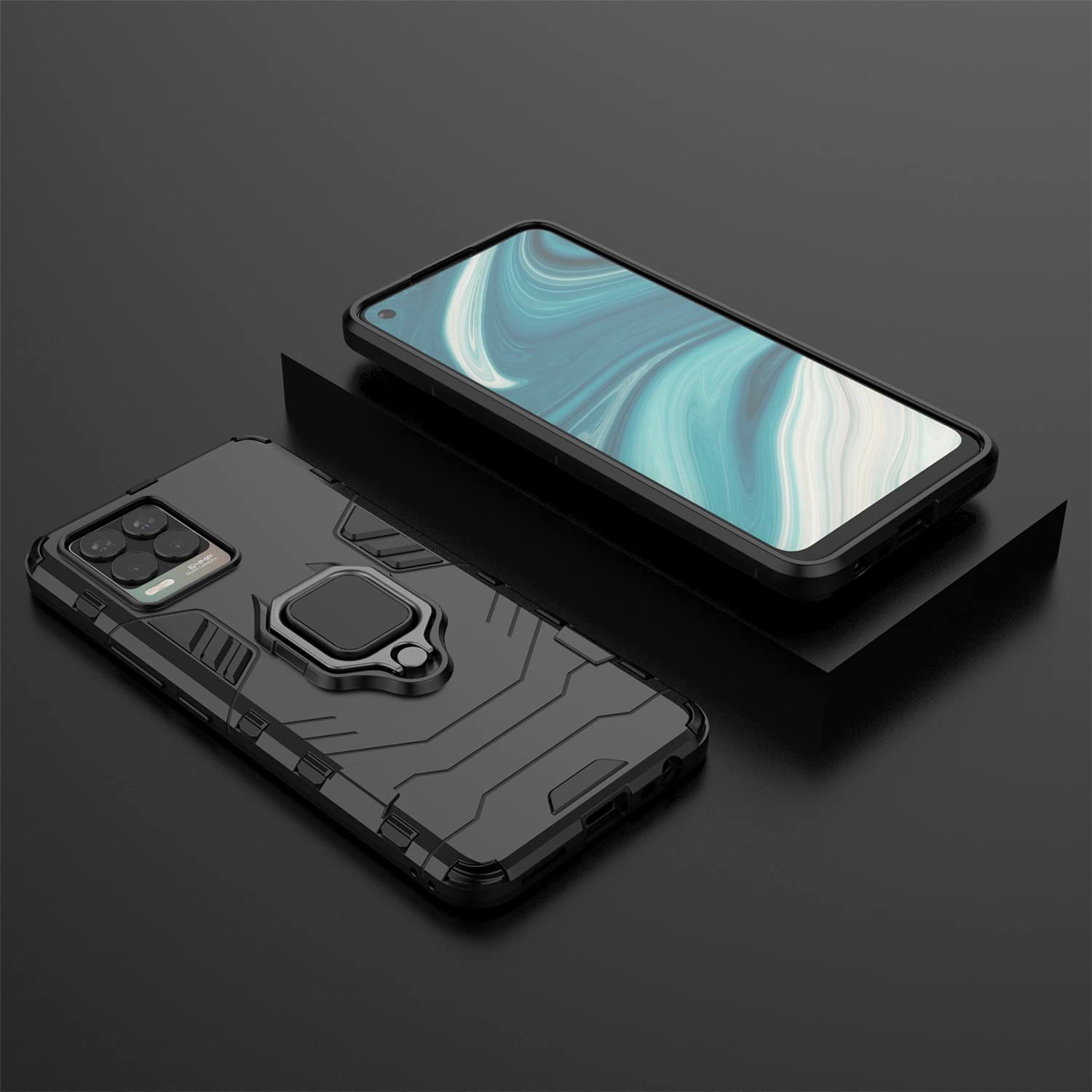 Cover Realme 8 Pro Custodia e Vetro,Morbido Bordo Case