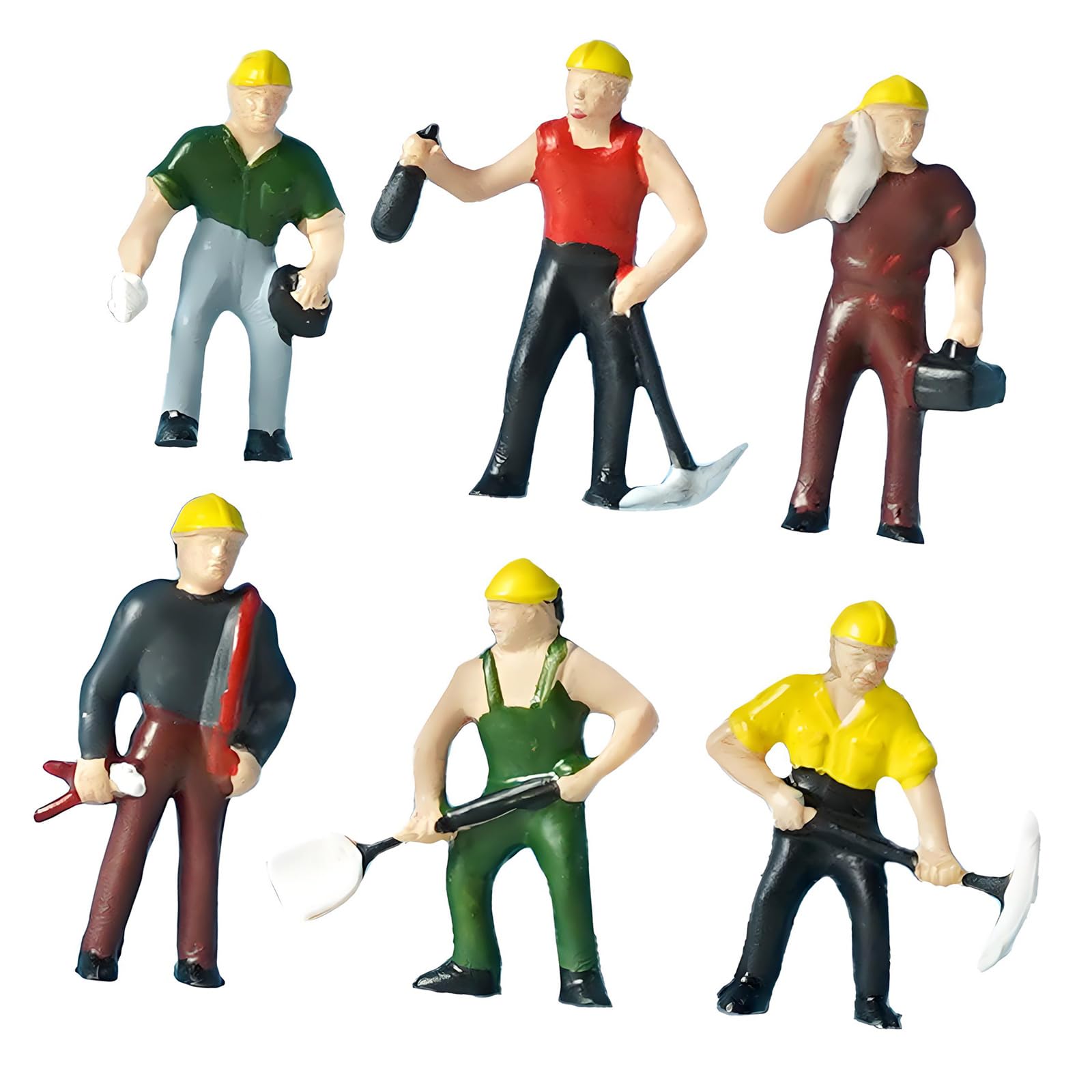 Ekoama 6Pcs Small Scale Highly Detailed ABS Construction Building Worker Miniature Model For Architecture Display And Collector