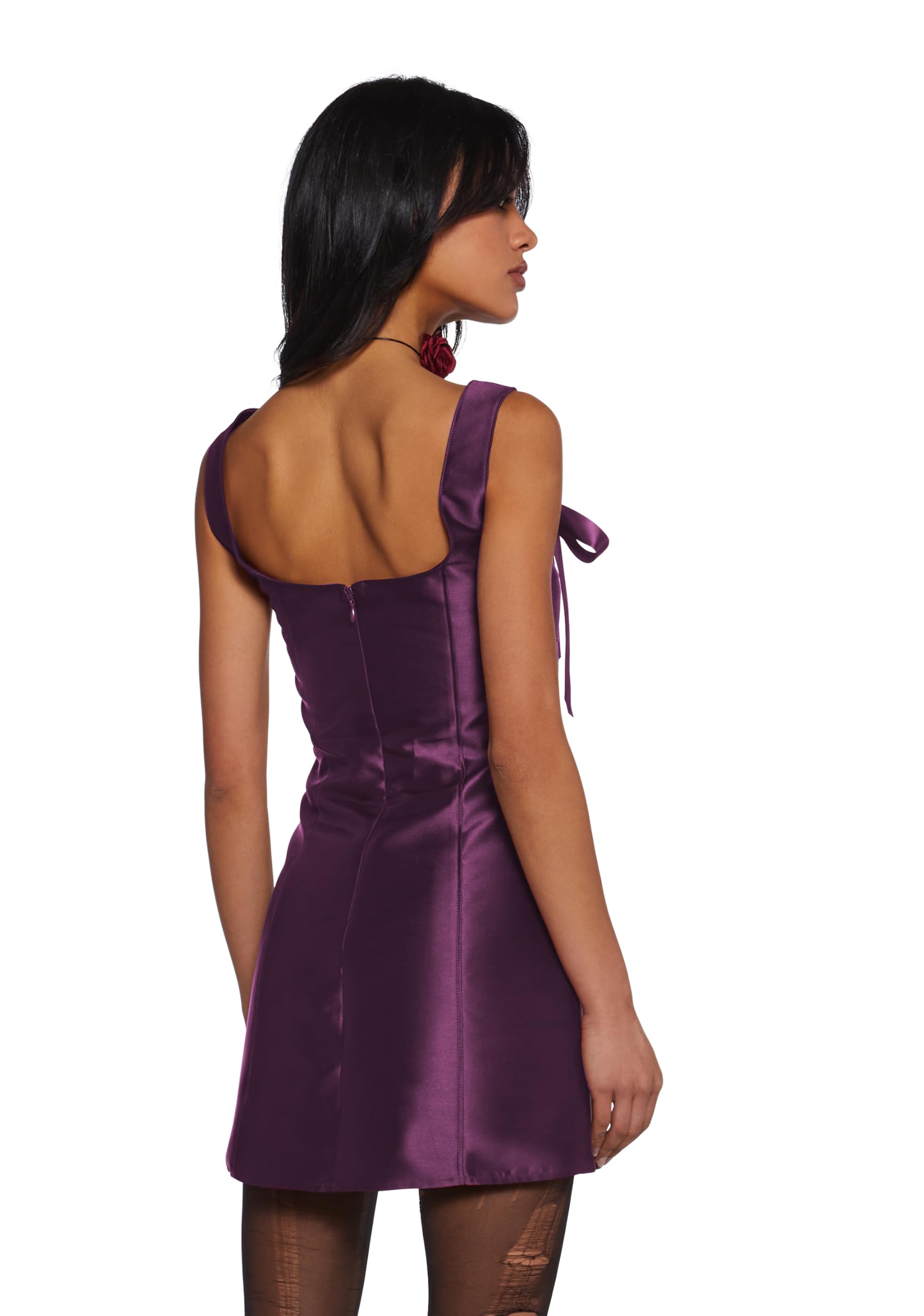Dolls Kill Pixie Stardust Mini Dress by Current Mood - Taffeta Dress with Fit and Flare Silhouette: Small Purple