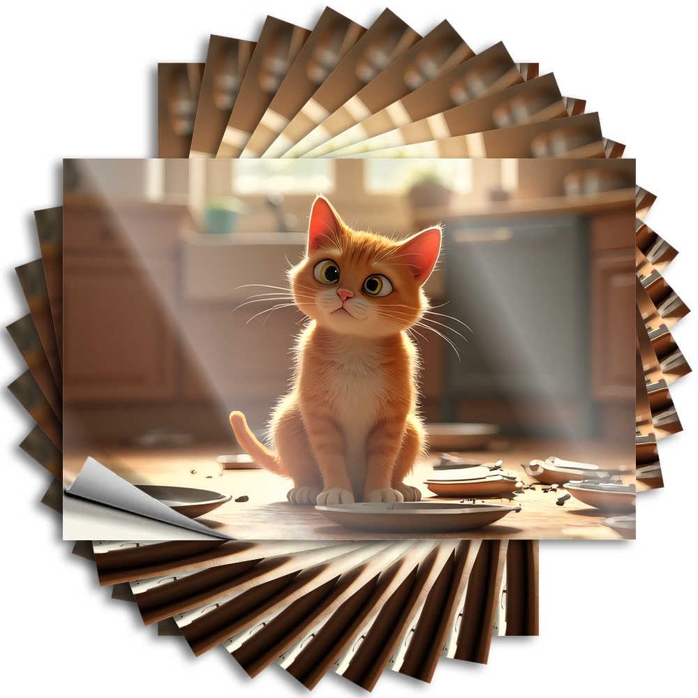Fzfn Girls Colour Sticker Cover Personalized Kitten's Messy Adventure In The Kitchen For Farmers - Room Decorations Aesthetic Easy Peel Removable(12X18cm)
