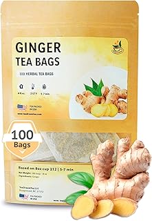 TeadreamTea Ginger Tea Bags - 100 Bleach-Free Tea Bags | Caffeine Free, Antioxidant, Calms Upset Stomach - Strengthen Immu...