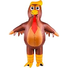 Inflatable Turkey Costume for Adult, Funny Full Body Turkey Blow up Suit for Thanksgiving Halloween Cosplay Party Men Women