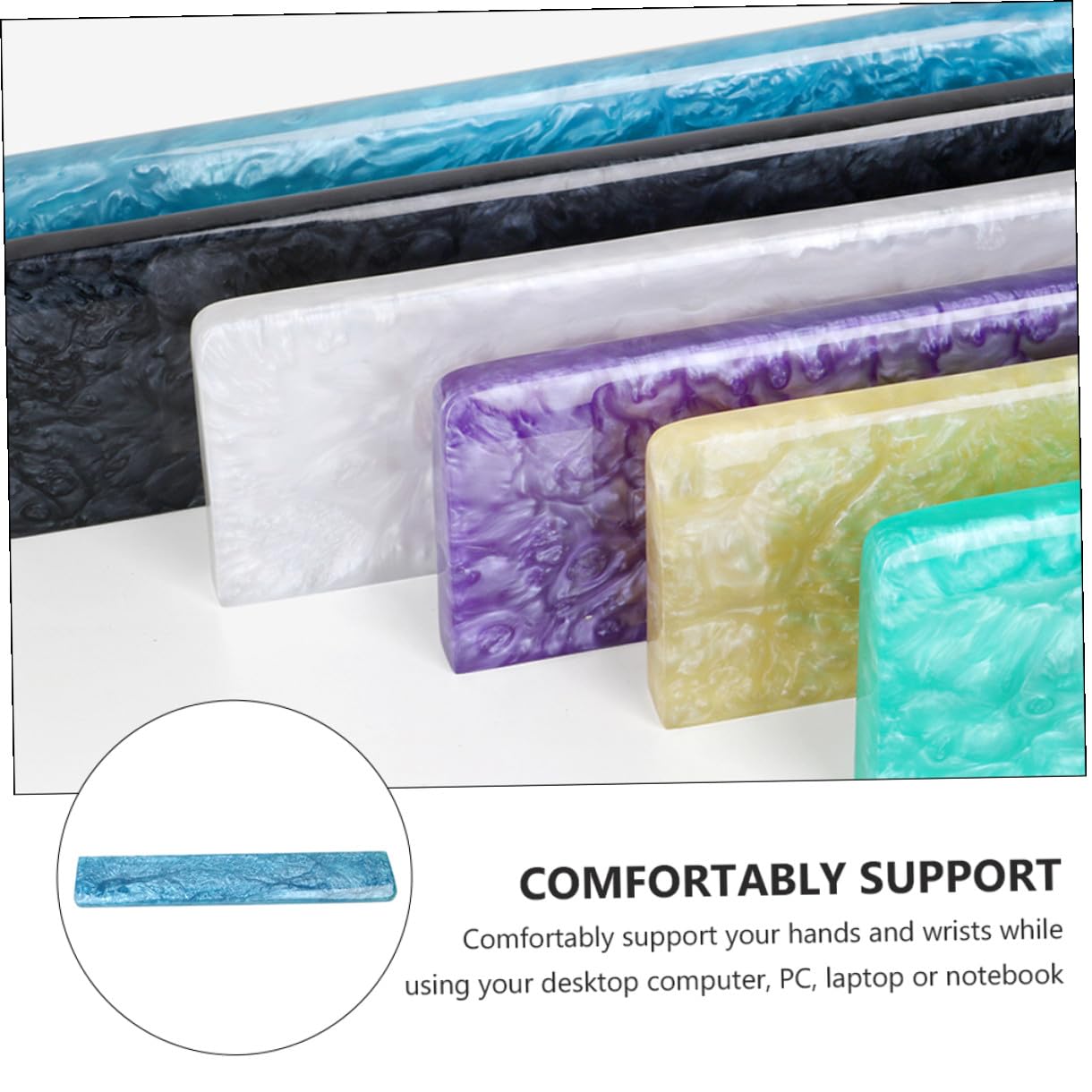 Resina Reposamuñecas Ergonómico Azul de Epoxi, Soporte Teclado
