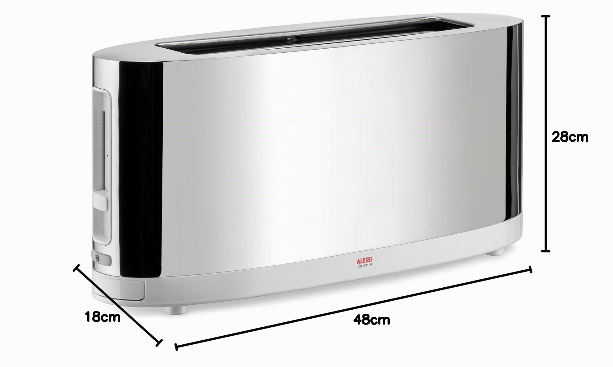 Alessi SG68 Tostador de Diseño con Rejilla para Bollos, Acero Inoxidable y PC, Blanco