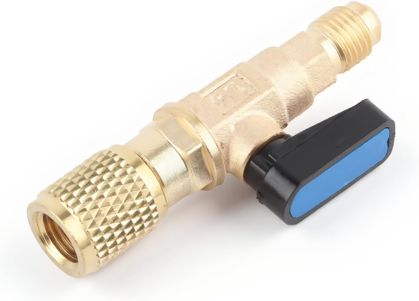 Air Conditioner Ball Valve 1/4 inch SAE Adapter r22 Air Conditioning Liquid Hose Valve Straight Shut Off Valve for HVAC AC Automotive Service Tools Fits for Refrigerant R22 (Yellow) Manifolds