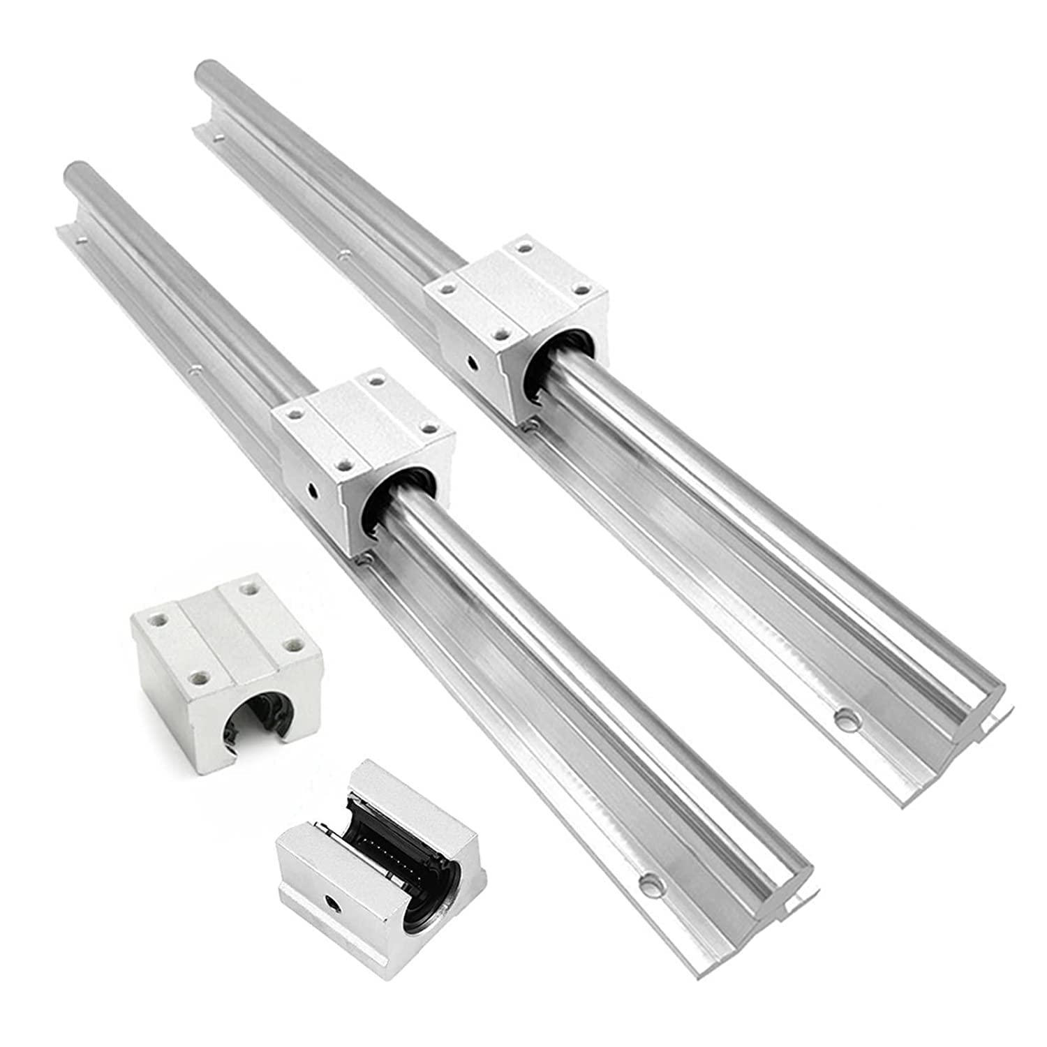 CNCMANS SBR16-500/1200/1200 mm - 6 guides linéaires de 16 mm avec 12 blocs coulissants SBR16UU + SFU1605-500/1200/1200 mm en acier inoxydable avec vis circulaires BF12 / BK12 et accessoires CNC.