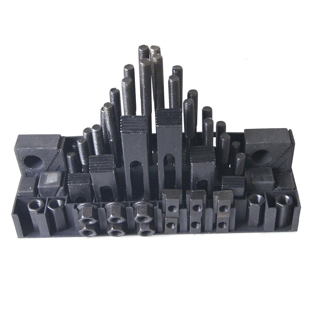 KATSU 58PCs Juego de Sujeción con Ranura en T M12 Ingeniería Métrica Precisión Kit de Sujeción de Fresado para Torno CNC Máquina de Corte de Metal Herramienta de Molde 402216