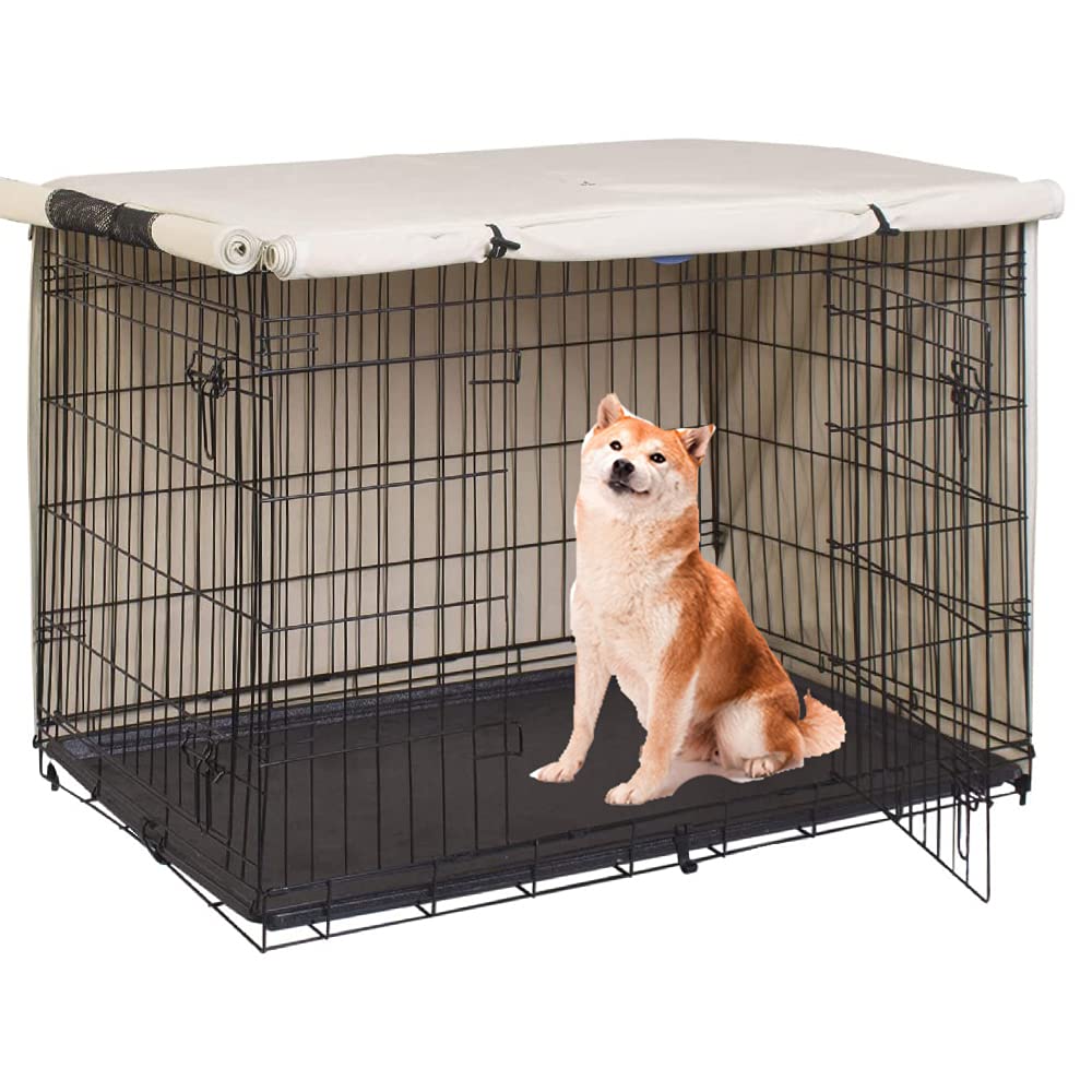 BOSKING Dog Pet Crate Covers for 24-48inch Waterproof Dogs Cage Cover, Durable Rainproof 210D Oxford Polyester Pet Kennel Covers (XS: 25x18.9x20in/ 63.5x48x50.8cm, Apricot)