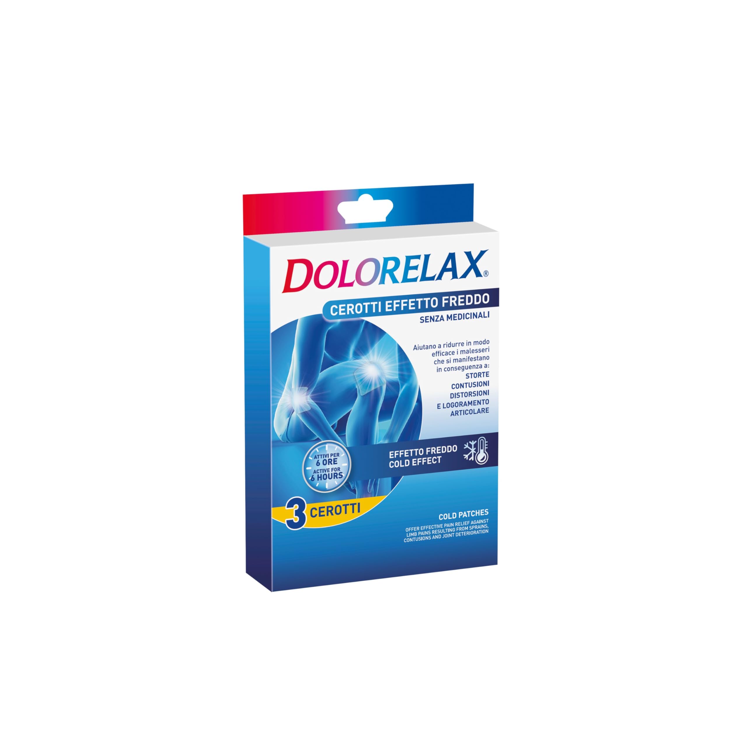 Dorelax, Cerotti Effetto Freddo, Efficace Sollievo dal Dolore, Contro Storte, Distorsioni, Contusioni, Logoramento Articolare, Senza Medicinali, Attivo Fino a 8H, 1 Confezione da 3 Cerotti