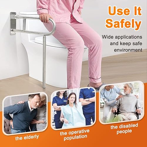 Miniatura 6 de Barras de agarre abatibles para baño, barras de agarre para discapacitados, barras de seguridad para ducha, barra de agarre para bañera de ancianos,