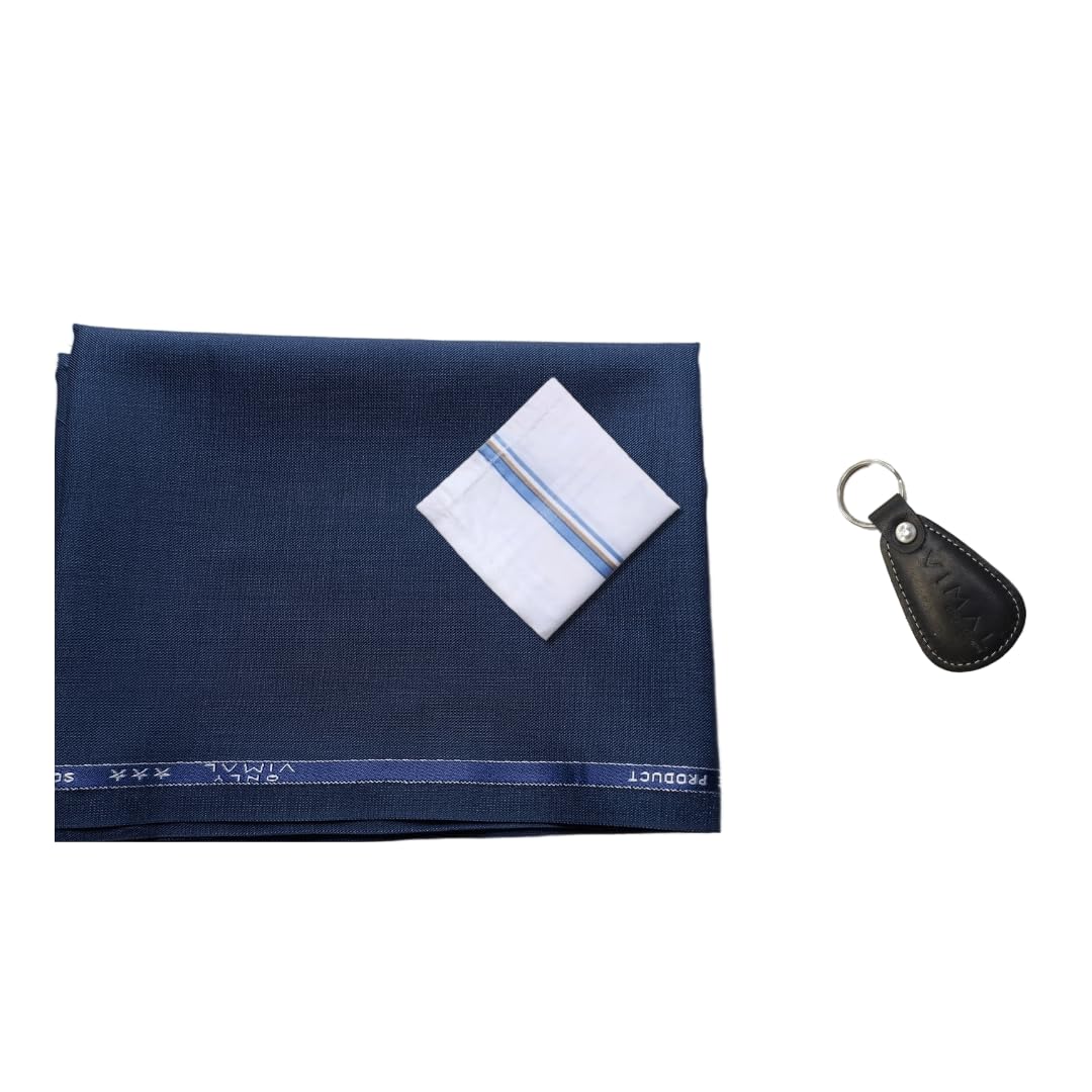 Only Vimal Men's Unstitched Fabric : Pant Piece, Coat Pant Suit, 2/3 Piece Suit with Handkerchief and Keychain