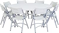 Vista 6 de Mesa plegable redonda de 48 pulgadas, mesa redonda portátil de HDPE resistente de 4 pies, mesa de comedor plegable de plástico para interiores