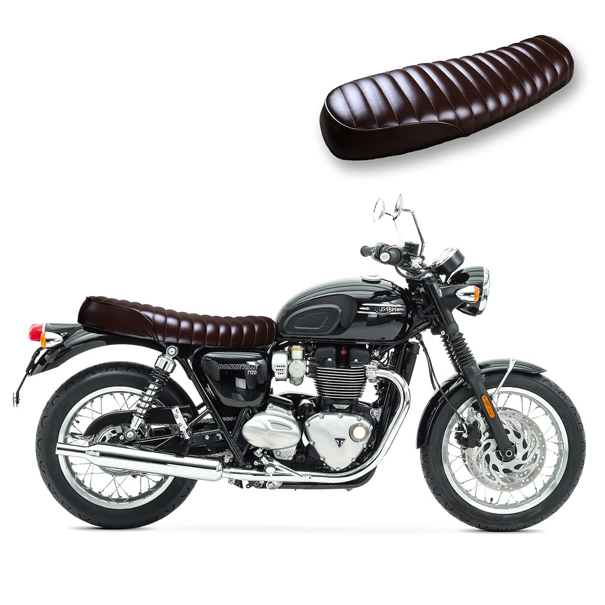 Selle Café-Racer Compatible avec BMW R 100 GS/PD SL4 Flat Brun