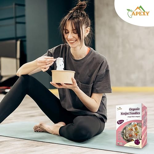 Miniatura 7 de Apexy Fideos orgánicos Shirataki Konjac con harina de avena orgánica de 42.24 onzas, 8 bolsas dentro de una dieta saludable, baja en calorías, baja